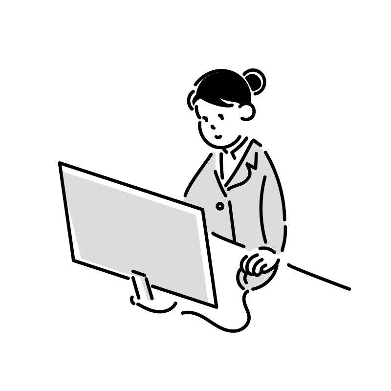パソコンを見る女性のイラスト