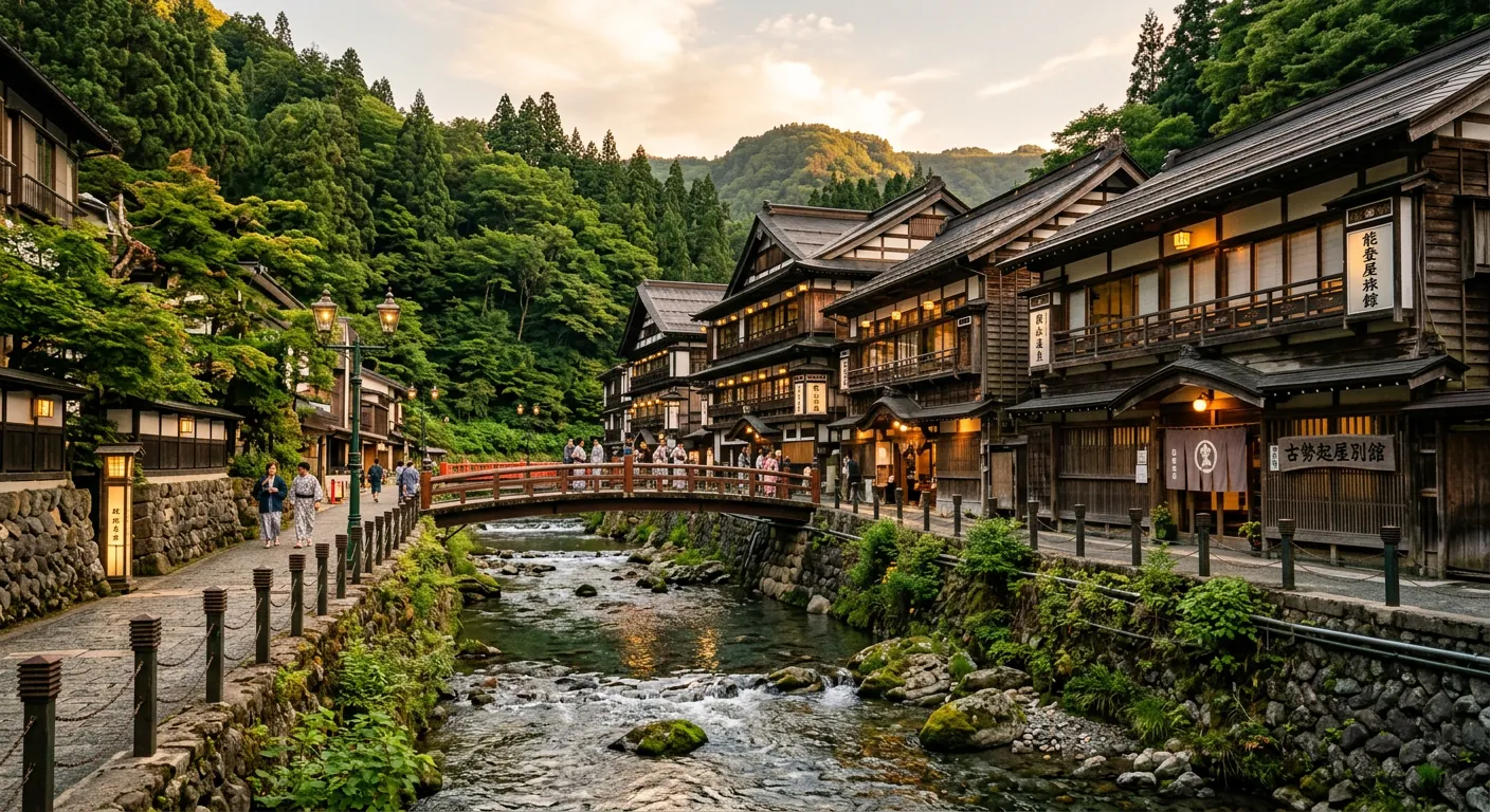 川沿いの温泉街