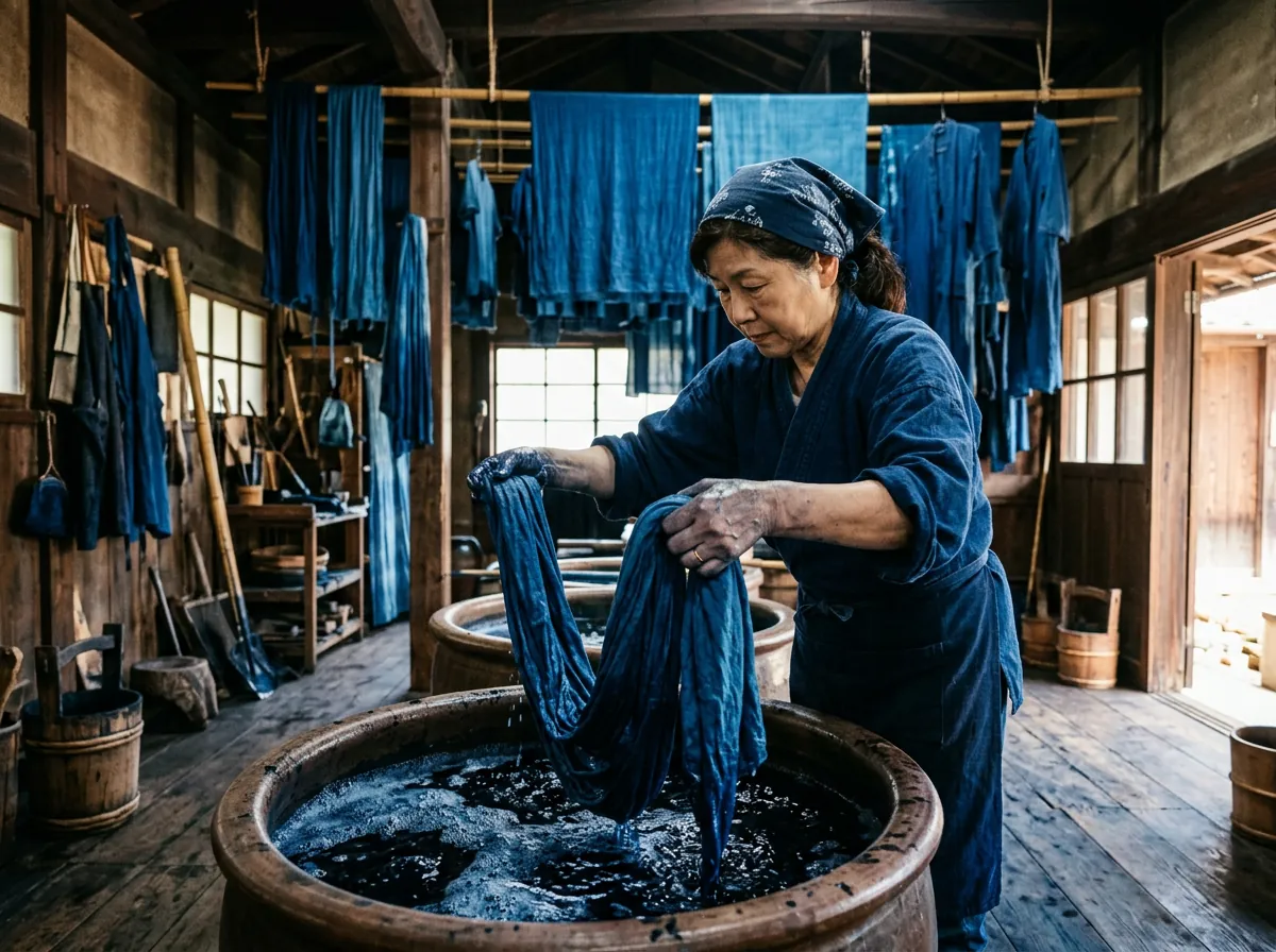 藍染め体験 青の蔵の様子