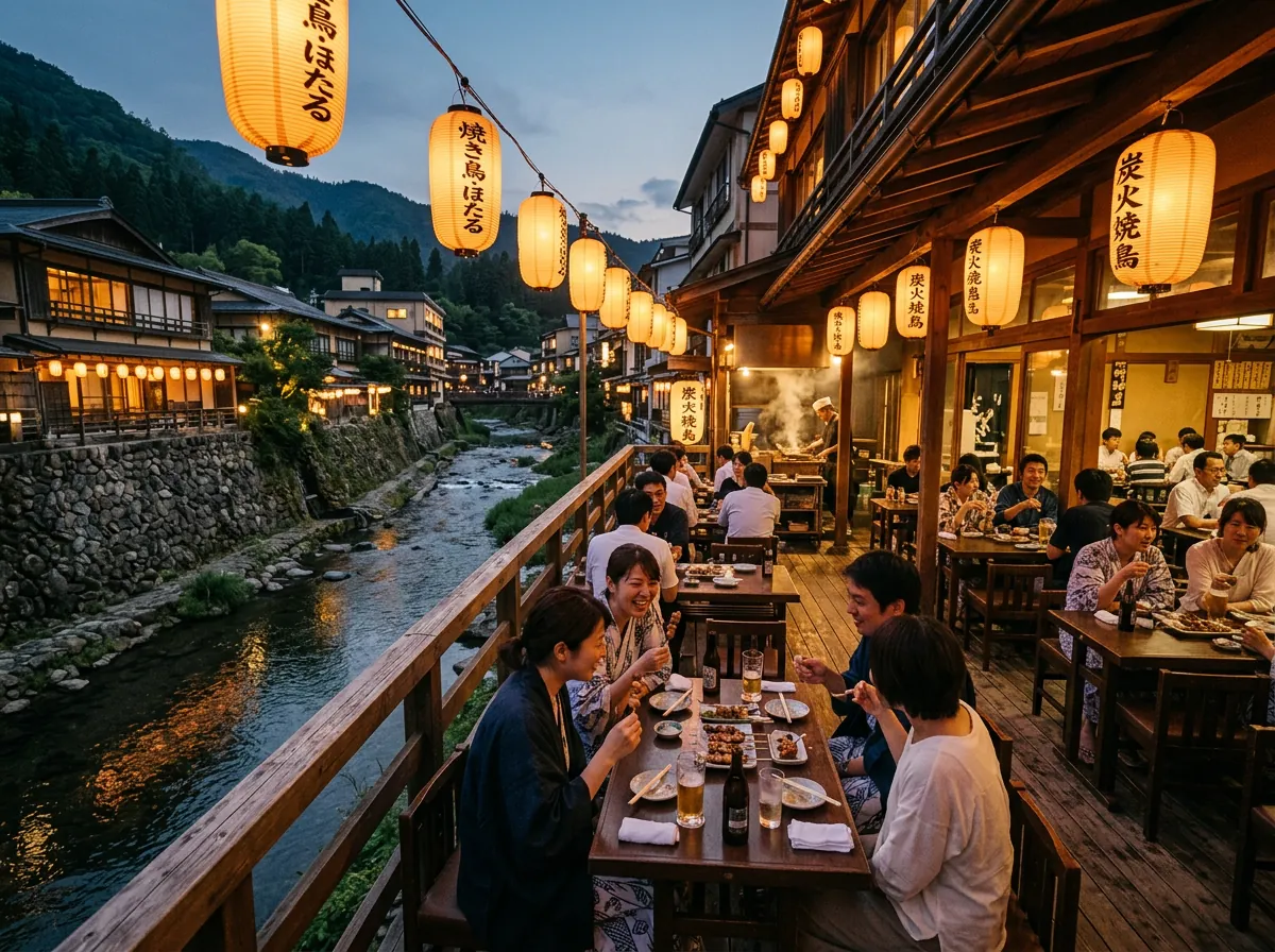 川沿いテラス席の全景